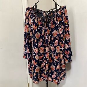 Cato Plus Size 26/28W Lightweight Floral Blouse Short Sleeve Flowy Top